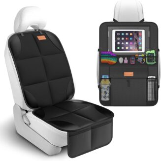 SMART ELF Backing Backseat Car Organizer Kick Mat with Storage Pockets